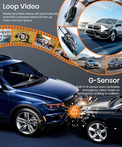 Rimoody 4-Channel 360° Dash Cam, 1080P Full HD Car DVR WiFi App Control