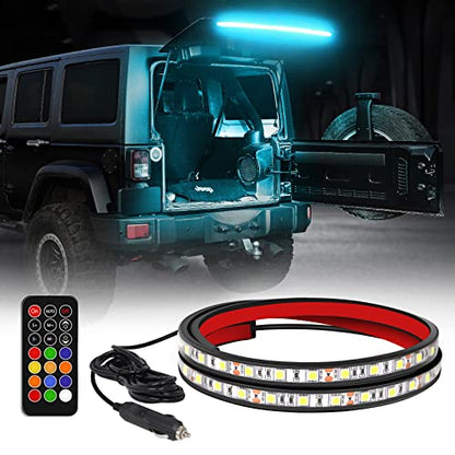 XRIDONSEN 40 Inch RGBW Rear Window Lift Gate Dome Light Strip Back Glass Tailgate Hatch Trunk Cargo Camping Light RF Wireless Remote Compatible with Jeep Wrangler JL JK YJ TJ JKU JLU 2/4-Door SUV