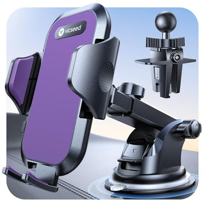 VICSEED Stable Car Phone Holder [Upgraded Strongest Suction, Won't Break] - color: Purple