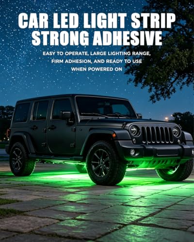 Keiurot 12V Led Light Strip for Car Motorcycle Golf Cart 12.5In Green 4Pack - color: Green Led Strip