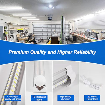XLNYUUI Led Shop Lights, 4FT LED Light 50W 6500K 7000LM Daylight,Led Garage Light,Linkable Clear Cover Integrated V-Shape for Garage Warehouse Workbench Workshop(4-Pack) - size: 4FT 4PACK