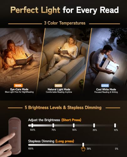 HIONXMGA Rechargeable Book Light,Clip-On Reading Light for Books in Bed - color: Brown