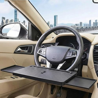 Car Back Seat Tray Table with Expandable Tray - 2-Sided Car Desk for Kids & Adults, Extra Wide & Sturdy Headrest Mount with Non-Slip Pad, Tablet/Laptop Holder for Road Trip(Carbon fiber front panel) - color: Carbon fiber front panel