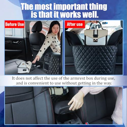 Car Purse Holder Between Seats, Leather Vehicle Front Seat Handbag Organizer Pocket, Automotive Interior Hanger Storage Pouch Holder, Universal for SUV Automobile Truck (No Pocket) - size: No Pocket