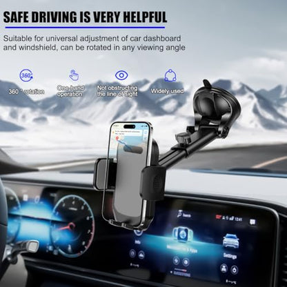 HZEL Car Dash Mount Phone Holder, 360° Adjustable Strong Suction Cup Vehicle Windshield Mobile Phone Mount, Hands Free Automotive Cellphone Stand, Suitable for 1.97-4.33" Smartphone (Grey) - color: Grey