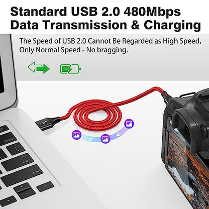 AGVEE 3.3ft Mini USB Cable, Durable USB-A to Mini-B Data and Charger - color: Red, size: 3.3ft