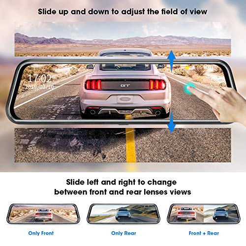 10'' Mirror Dash Cam Night Vision 1080P FHD Full Touch Screen Front and Rear View Backup Camera for Cars Loop Recording Streaming Media 170°Wide Angle Parking Assistance 6M Cable (Pack of 3) - size: 10 Inch (Pack of 3)