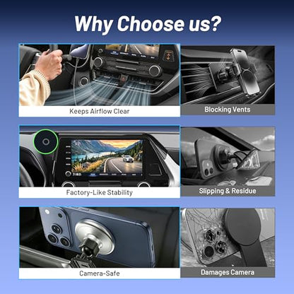 Phone Mount for Toyota Highlander 2020-2025 (8" Screen ONLY, L/LE/XLE), MagSafe Car Mount Charger, Magnetic Phone Holder, 15W Wireless Charging, 360° & Hands-Free, 2023 2024 Highlander Accessories - size: Toyota Highlander | 2020-2025