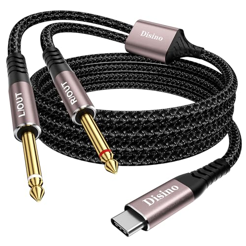 USB C to Dual 1/4 inch Stereo Splitter Y Cable,USB Type C to Dual 6.35 mm TS Audio Cord for Smartphone, Tablet, Laptop Link Amplifier, Mixing Console Mixer, Speaker - 3.3 Feet - size: 1M-3.3feet