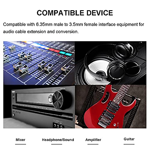 6.35mm to 3.5mm Headphones Adapter cable 12 ft,TRS 1/4" Male to 1/8" Female Stereo Audio Cable Compatible for Amplifiers, Guitar Amp, Piano, Home Theater Devices, or Mixing Console (12FT/4M) - size: 12 FT