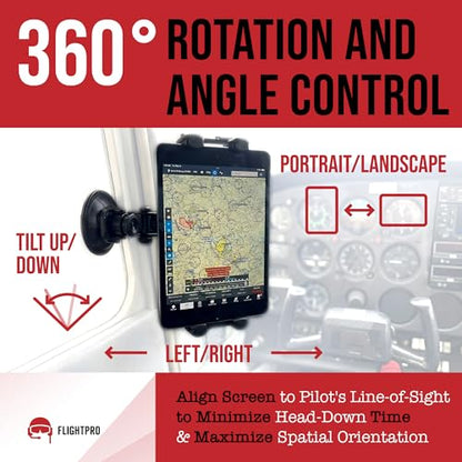Airplane Tablet Holder for Pilots - Multi-Angle Display Suction Cup Mount, ProAviator Aircraft Phone Holder for iPad mini, iPad Pro 13 12.9 11, Galaxy Tab, iPhone, 4-13" - color: Suction Cup