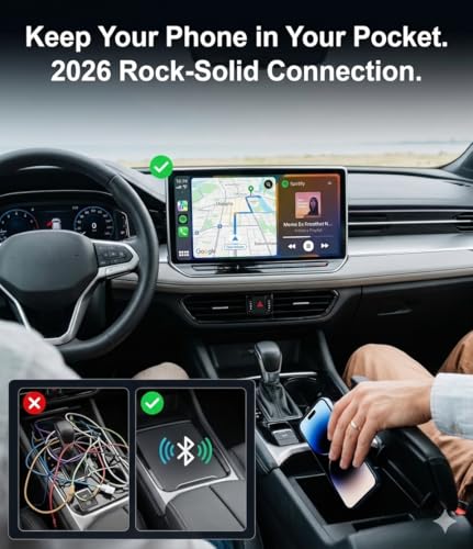 2026 Upgraded Wireless CarPlay Adapter for Factory Wired CarPlay Cars, Fast 5GHz WiFi Smart Car Audio Dongle, Plug & Play, No Audio Delay, Low Latency, Mini Size,Black