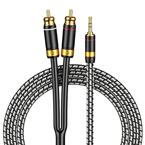 Audiophile RCA Cable, [3M/9.8 Feet, Silvered-Plated Copper core] 3.5mm Male to 2RCA Male Stereo Audio Adapter Cable with Outer diameters 6.5mm for Smartphones, Tablets, Speakers, HDTV - size: 9.8 Feet (3M), style: Straight 3.5mm to 2 RCA