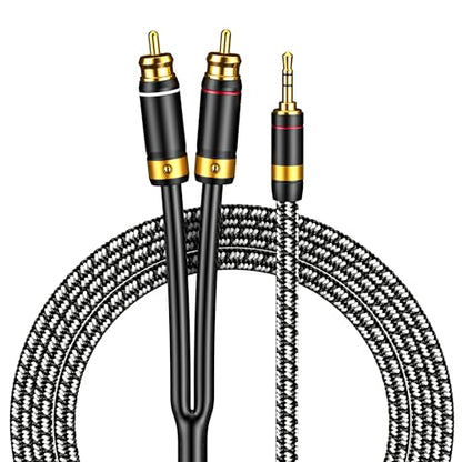 Audiophile RCA Cable, [3M/9.8 Feet, Silvered-Plated Copper core] 3.5mm Male to 2RCA Male Stereo Audio Adapter Cable with Outer diameters 6.5mm for Smartphones, Tablets, Speakers, HDTV - size: 9.8 Feet (3M), style: Straight 3.5mm to 2 RCA