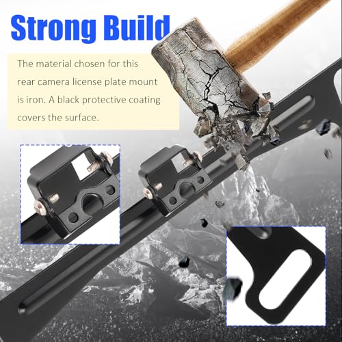 License Plate Camera Mount for Car,Non-drilled Backup Camera License Plate Mount with Screwdriver/Screws/Small Bracket,Adjustable Cars Rear Cameras Mounts Car Accessories