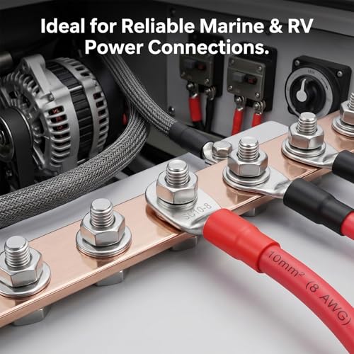 10PCS 8 Gauge Wire Connectors with Heat Shrink Tubing, Battery Terminal Ends, Tinned Copper Ring Terminals for 8 AWG - for Automotive, RV, Solar & Outdoor Power Equipment(SC10-8) - size: SC10-8