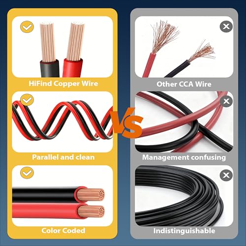 8 Gauge 2 Conductor Copper Electrical Wire 10 FT Red & Black, OFC Zipper Parallel Battery Cable, Waterproof Extension Replacement for Automotive Car Audio Marine Boat Solar RV Trailer Speaker DIY - size: 10FT, style: 8 AWG
