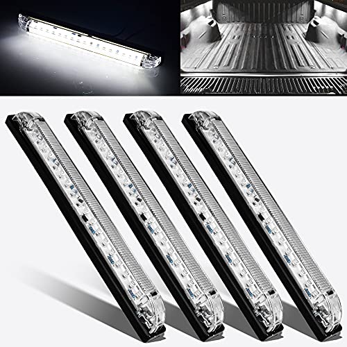 nifeida 8" Clear Lens 18LED Waterproof Utility Strip Light Bar Surface Mount for 12V Marine Boat RV Interior Light Slim Line Pickup Truck Trailer Under Hood Lights Side Marker Lamp [Pack of 4] - color: White