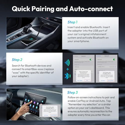 Basesailor Wireless CarPlay and Android Auto Adapter,2-in-1 2024 New Upgraded Bluetooth Car Play Dongle for Convert Factory Wired to Wireless,Fit for Cars from 2015,Apple iPhone iOS 10+,Andriod 11+