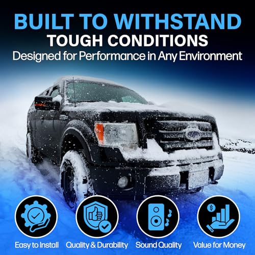 Votex Black Short Rubber 17-Inch Universal Car Antenna Kit - Durable, Flexible Outdoor FM Radio Antenna for Cars, Trucks, SUVs - Easy Installation, Stainless Steel Threads, Enhanced Reception