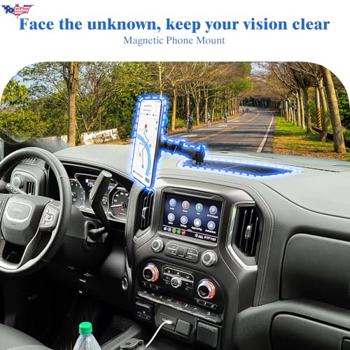 2024 Silverado 1500 Magnetic Phone Mount Compatible with 2019-2024 Chevy Silverado & 2019-2021 GMC Sierra，No-Drill Metal Cell Phone Holder for Dash Platform Car Accessories - style: V2