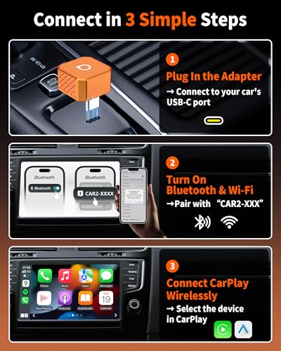 OTTOCAST Mini Pot 2-in-1 Wireless CarPlay & Android Auto Adapter (USB-C) - color: Orange 1 (USB-C)