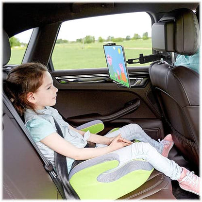 SaharaCase Headrest Car Mount for Most Cell Phones and Tablets 4.7 to 12.9 Inches Aluminum Alloy Construction Rugged Protection Anti-Slip Grip 360-Degree Rotation Extendable Arm - Black