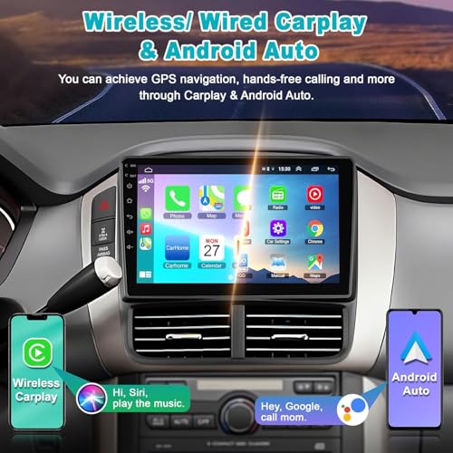 4+64G Android 13 Car Radio for Honda Pilot 2006 2007 2008,9" Touchscreen Stereo Support Wireless Carplay&Android Auto,Built-in GPS Navigation/WiFi/Steering Wheel Control/Bluetooth/Reverse Camera/HiFi