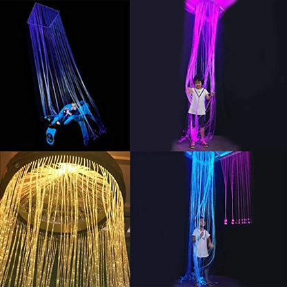 AZIMOM 50pcs PMMA Plastic Flash Point Fiber Optic Strands Light Side Glow Curtain Waterfall Optical 0.04in 6.5ft Fiber Cables for LED Light Engine Driver Source - size: 50pcs*0.04in*6.5ft