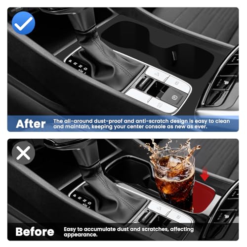 Autorder Silicone 2-in-1 Cup Holder for 2022-2026 Hyundai Santa Cruz Accessories Silicone Center Console CupHolder Insert with Gear Shift Panel Cover Dust & Scratch Resistant All-Around Protection - size: 2022-2026 Hyundai Santa