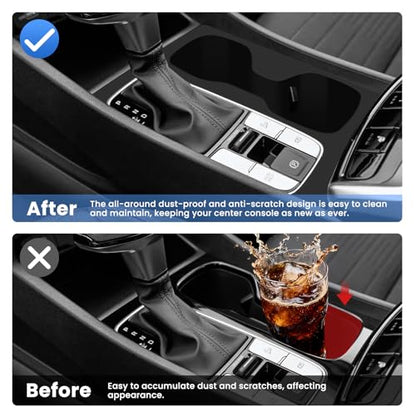Autorder Silicone 2-in-1 Cup Holder for 2022-2026 Hyundai Santa Cruz Accessories Silicone Center Console CupHolder Insert with Gear Shift Panel Cover Dust & Scratch Resistant All-Around Protection - size: 2022-2026 Hyundai Santa