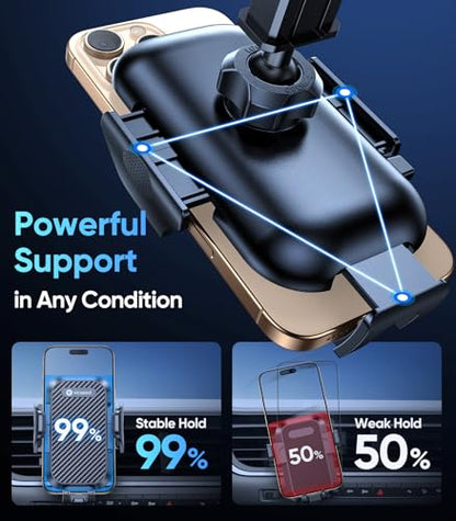 VICSEED 2026 Ultimate Sturdy Car Phone Holder [Upgraded 95+LBS Strongest Suction] Universal Long Arm Cellphone Mount for Car Dashboard Windshield Vent Truck Boat for iPhone 17 16 Pro Max & Android - color: Classic Black