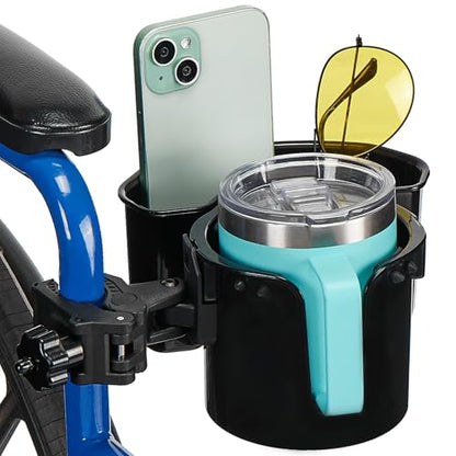 JOYTUTUS Wheelchair Cup Holder 2 Pack, 2-in-1 Walker Cup Holder with 6.4'' Storage Box, Drink Holder for Bottle with Handle, Fit for Wheelchair, Walker, Rollator, Stroller, Camper, Golf cart (Large) - size: Large(2 Pack)