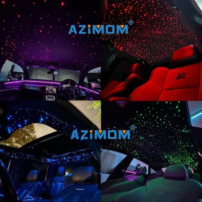 AZIMOM 16W Twinkle & Sound Activate 650pcs*0.03in*13.1ft Fiber Optic Starlight Headliner Kits for Car Home Star Ceiling Sky Decoration, APP& Remote Control Light Engine End Glow Fiber - size: Standard+650pcs*0.03in*13.1ft