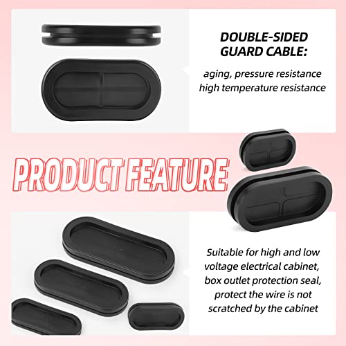 26pcs Double-Sided Hole Oval Rubber Grommets, Drill Hole Firewall Hole Plugs Wire Protection with Cable Sticky Tape, 5 Size 13 * 27mm, 25 * 40mm, 20 * 44mm, 25 * 60mm, 30 * 85mm - size: Oval Rubber Grommets