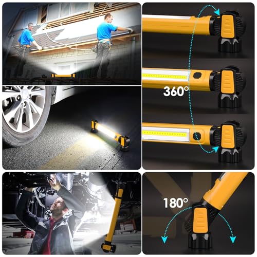 Ropelux Mechanic Work Light Bar with 2500LM 5200mAh Battery, Orange 3 Pcs - color: Orange