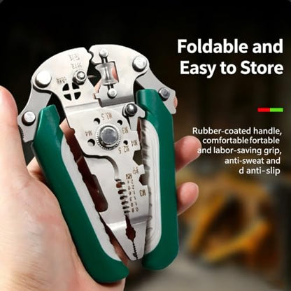 Foldable Wire Stripper, Multi-Function Crimping Cutting Pliers - color: Folding Wire Stripper