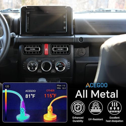 acegoo 78W 12V USB Outlet, 3 Port Fast Charging Aluminum Car USB C Charger - color: 2 Pcs
