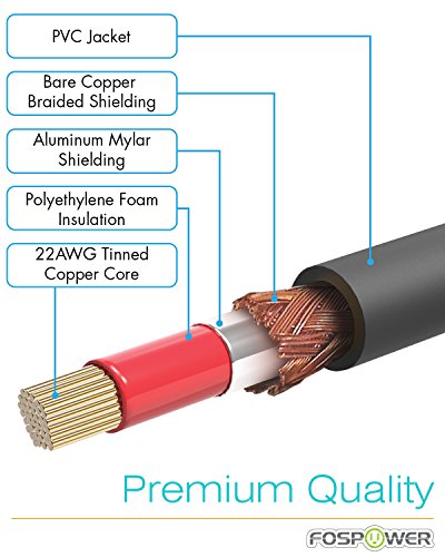 FosPower 15FT RCA Subwoofer Audio Cable S/PDIF 24K Gold Plated Male to Male - size: 15 Feet
