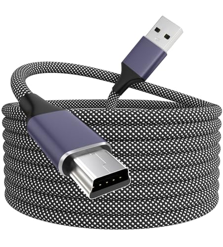 10FT Mini USB Cable Compatible with Garmin GPS, Canon/Nikon Camera, PS3 Controller, Blue Yeti Microphone, Texas Instruments Calculator, Gopro Hero, Dash Cam Two-Tone Braided Mini Cable - color: Black+White, size: 10FT