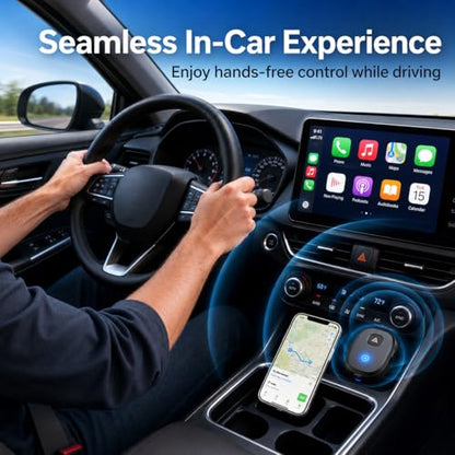 Wireless CarPlay Adapter, 2026 Upgraded Wired to Wireless for Apple CarPlay & Android Auto, Mini USB Design Car Play Adapter with Type-C Extension, Plug and Play, Stable Connection & No Latency