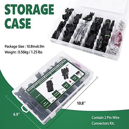 Kikerike 286Pcs 25 Kits Waterproof Automotive Electrical Connectors 2 Male&Female Pin 22-14AWG Wire Harness Spark Plug Connector Terminals Plug Kit Car - size: 25 Kits 22-14AWG 2 Pin