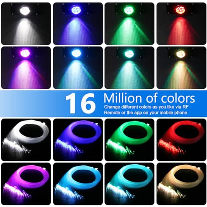 AZIMOM 16W Twinkle & Sound Activate 600pcs*0.03in*13.1ft Fiber Optic Starlight Headliner Kits+RGB Meteor Shooting Star,APP& Remote Control Light Engine End Glow Fiber Strands Home Car Ceiling Décor - size: Meteor+600pcs*0.03in*13.1ft
