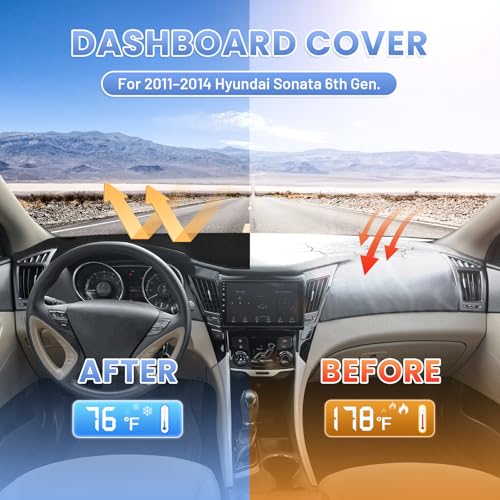 Sunsdrew Dash Cover for Hyundai Sonata 2011-2014 Dashboard Cover Mat - size: 11-14 Hyundai Sonata Dash Cover