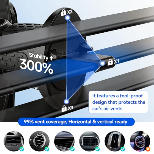 2026 New Car Vent Phone Holder [Thick Cases Friendly] Rotatable Universal Phone Mount for Your Car with Wide Clamp, Car Phone Holder Mount for iPhone 17 Pro Max 15 14 13 Samsung S25 - color: Black