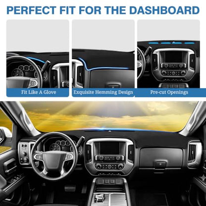 FIILINES Dash Cover Fit for 2014-2018 Chevy Chevrolet Silverado/GMC Sierra 1500, 2015-2019 Silverado/GMC Sierra 2500HD 3500HD Accessories Dash Mat Sunshade Non-Slip Polyester Protector No Glare Black - size: For Silverado/Sierra 1500 2500 3500 2014-2018