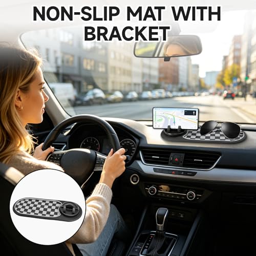 Multifunction Car Anti Slip Mat, Dashboard Phone Holder with Temporary Parking Number, Strong Grip Silicone Pad Organizer for Phones, Sunglasses, Keys and Interior Accessories