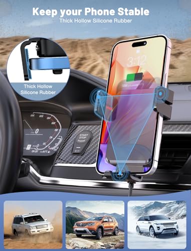 Wireless Car Charger, MOKPR Auto-Clamping Car Mount 15W/10W/7.5W Fast Charging Air Vent Car Phone Mount Compatible with iPhone 15/14/13/13 Pro/12 Pro Max/12 pro/12/11/10 Series, Samsung Galaxy Series - color: Black