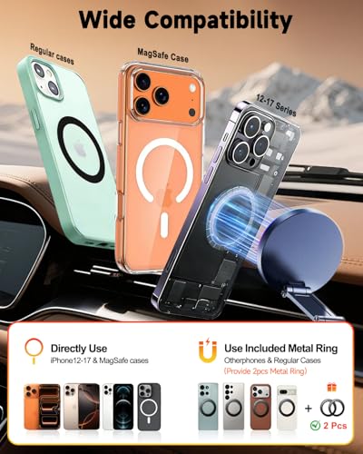 for MagSafe Car Mount Charger, 15W Fast Charging Magnetic Wireless Car Charger, Vacuum Magnetic Phone Holder [120LBS Ultra Suction Cup & 3800gf Magnet ] 780° Dashboard Car Bracket for iPhone & Android