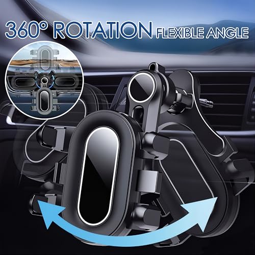 Car Vent Phone Mount with Swing Arm, Air Vent Clip Car Holder with Metal Hook, Cell Phone Holder for Your Car, Universal No-Blocking Hands-Free Cases-Friendly, for 4.7-6.9" Smartphone (Black)
